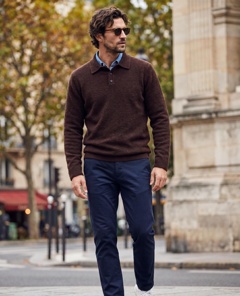 Indigold F/W editorial — Brown Knit Polo, Paris
